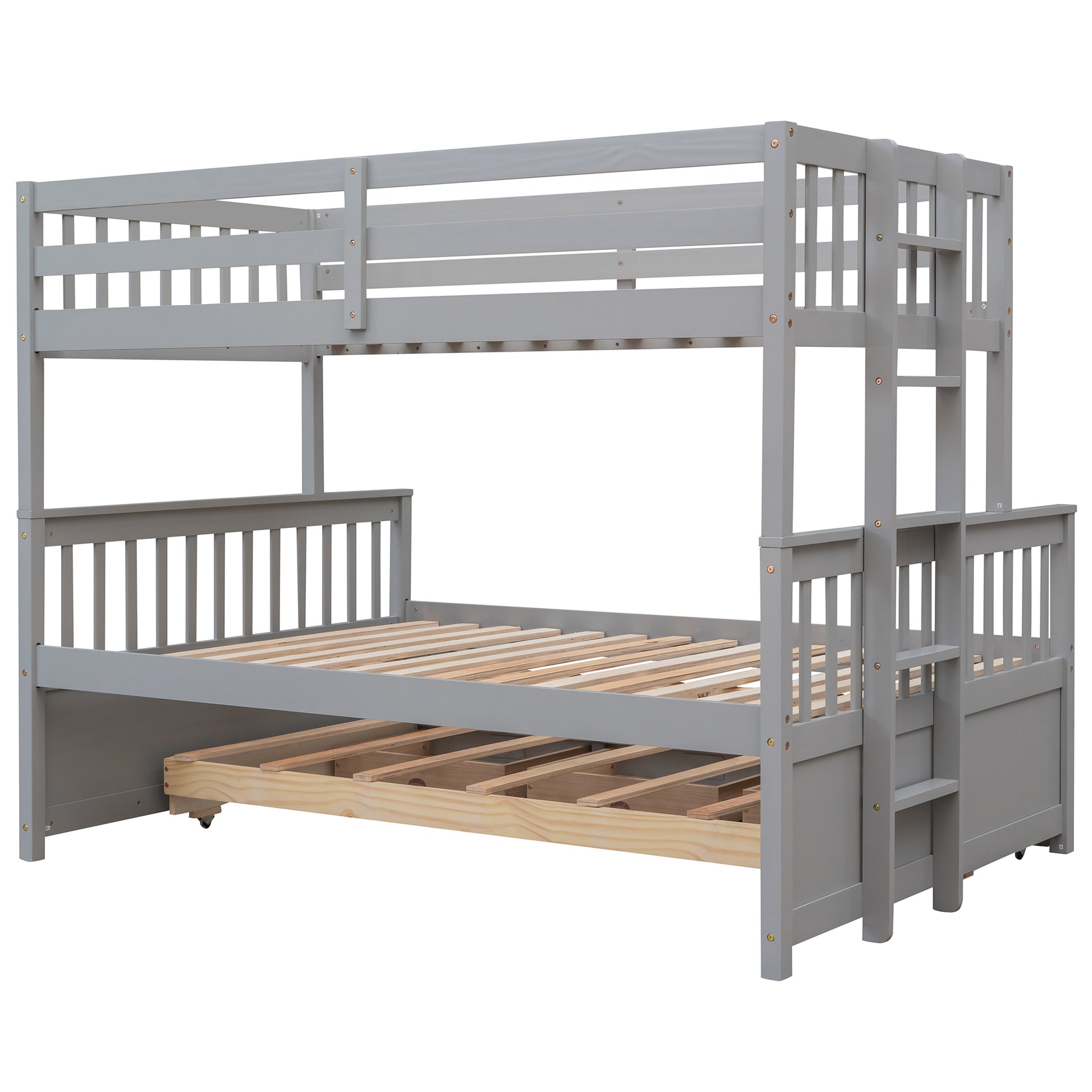 Twin Over Full Bunk Bed With Twin Size Trundleseparable Bunk Bed With Drawers For Bedroom Gray Gray Solid Wood