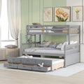 Twin Over Full Bunk Bed With Twin Size Trundleseparable Bunk Bed With Drawers For Bedroom Gray Gray Solid Wood