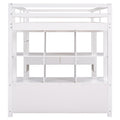 Full Size Loft Bed With Built In Desk With Two Drawers, And Storage Shelves And Drawers,White Box Spring Not Required Full White Wood Bedroom Pine