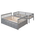 Twin Over Full Bunk Bed With Twin Size Trundleseparable Bunk Bed With Drawers For Bedroom Gray Gray Solid Wood