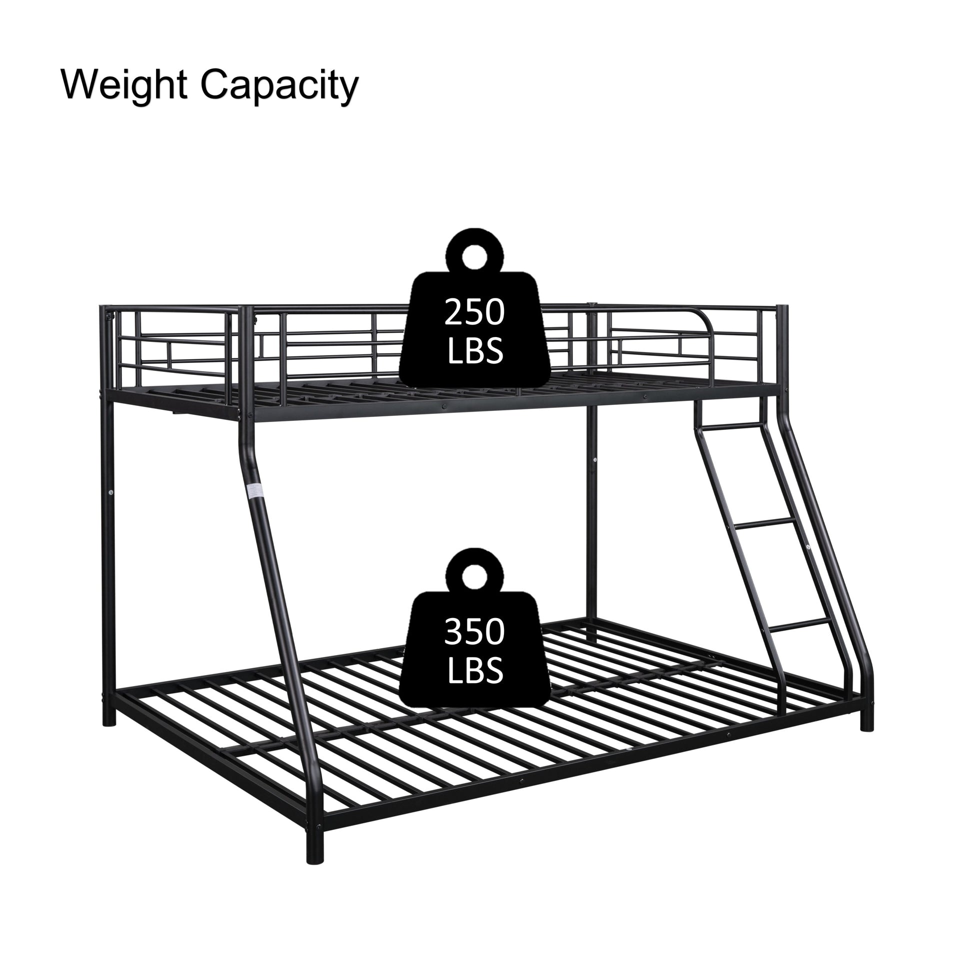 Metal Twin Over Full Bunk Bed Heavy Duty Sturdy Metal Noise Reduced Safety Guardrail Cpc Certified No Box Spring Needed Black Metal