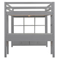 Full Size Loft Bed With Built In Desk With Two Drawers, And Storage Shelves And Drawers,Gray Old Sku: Gx000320Aae Box Spring Not Required Full Gray Wood Bedroom Pine