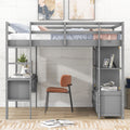Full Size Loft Bed With Built In Desk With Two Drawers, And Storage Shelves And Drawers,Gray Old Sku: Gx000320Aae Box Spring Not Required Full Gray Wood Bedroom Pine