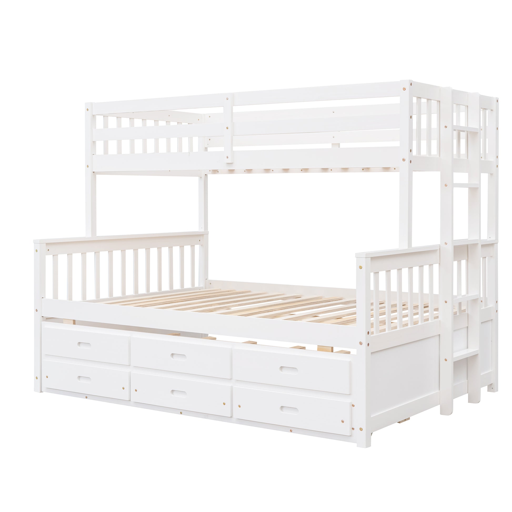 Twin Over Full Bunk Bed With Twin Size Trundleseparable Bunk Bed With Drawers For Bedroom White White Solid Wood