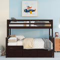 Twin Over Full Bunk Bed With Twin Size Trundleseparable Bunk Bed With Drawers For Bedroom Espresso Espresso Solid Wood