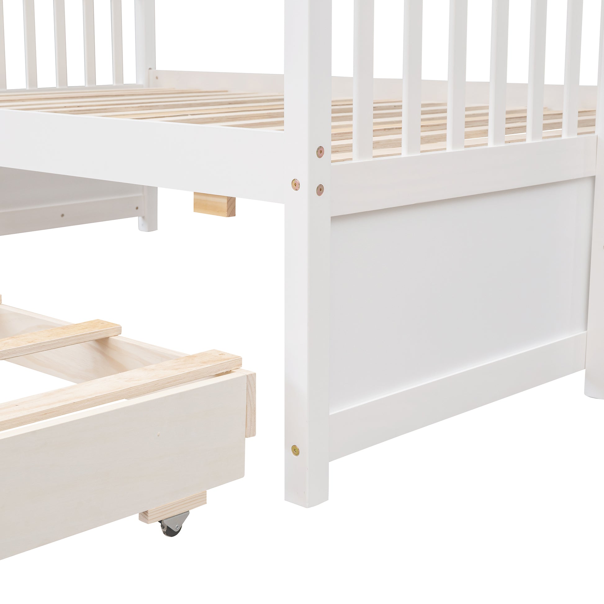 Twin Over Full Bunk Bed With Twin Size Trundleseparable Bunk Bed With Drawers For Bedroom White White Solid Wood