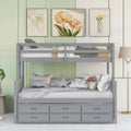 Twin Over Full Bunk Bed With Twin Size Trundleseparable Bunk Bed With Drawers For Bedroom Gray Gray Solid Wood