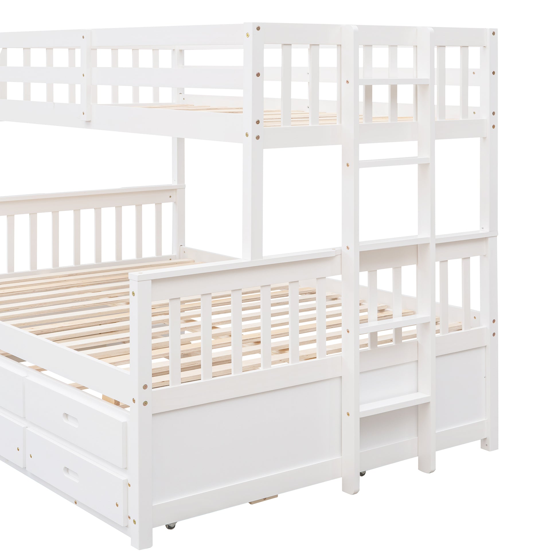 Twin Over Full Bunk Bed With Twin Size Trundleseparable Bunk Bed With Drawers For Bedroom White White Solid Wood