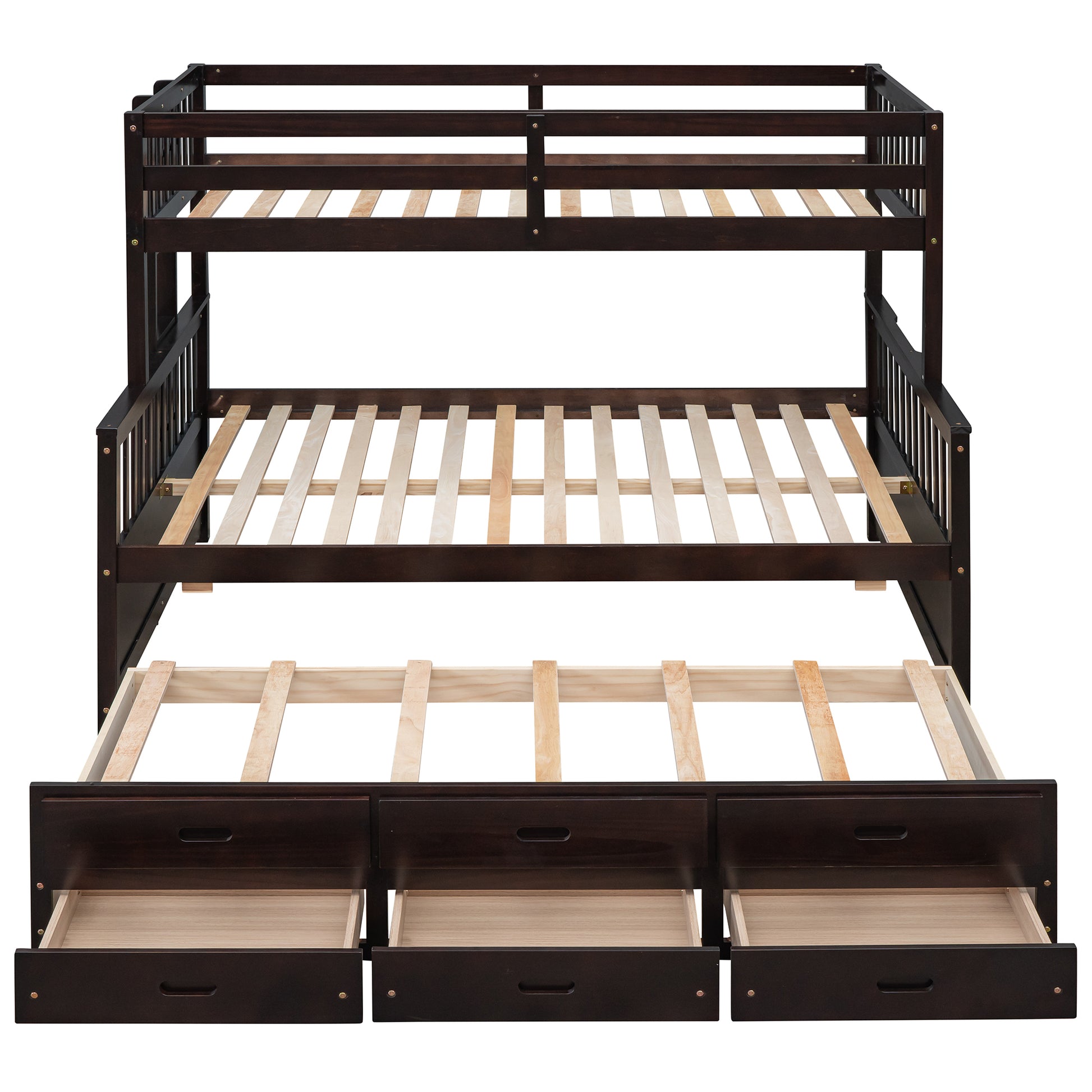 Twin Over Full Bunk Bed With Twin Size Trundleseparable Bunk Bed With Drawers For Bedroom Espresso Espresso Solid Wood