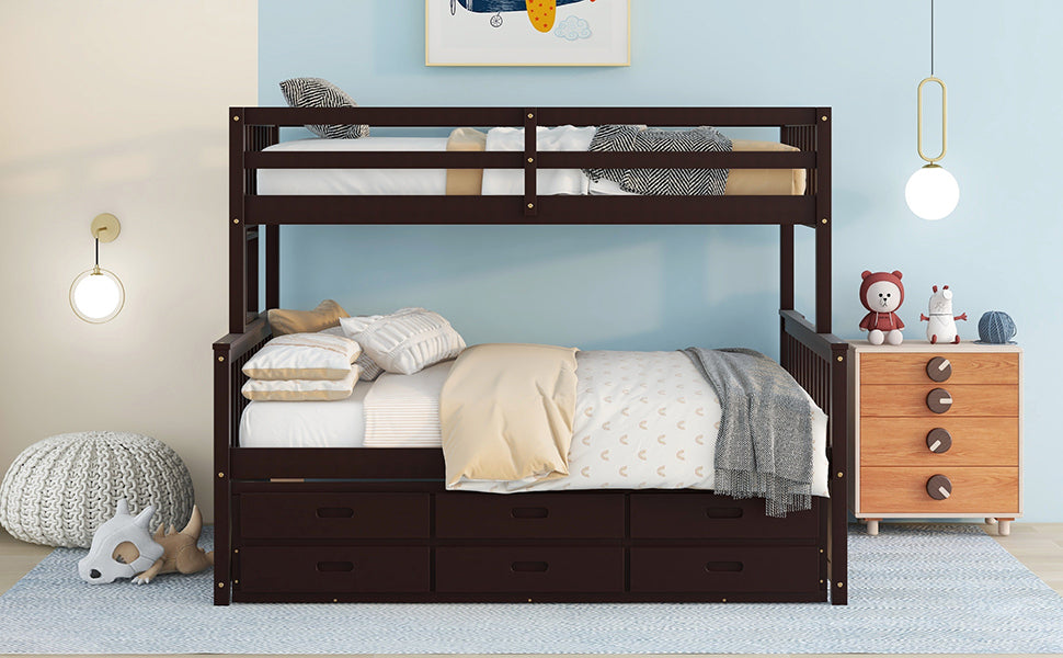 Twin Over Full Bunk Bed With Twin Size Trundleseparable Bunk Bed With Drawers For Bedroom Espresso Espresso Solid Wood