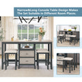 Farmhouse Rustic 3 Piece Counter Height Wood Dining Table Set With Cabinet,2 Storage Drawers And 2 Stools For Small Places, Gray And Distressed Light Gray Upholstered Chair Wood Gray Seats 2 Gray Wood Dining Room Farmhouse Rubberwood Rectangular Foam