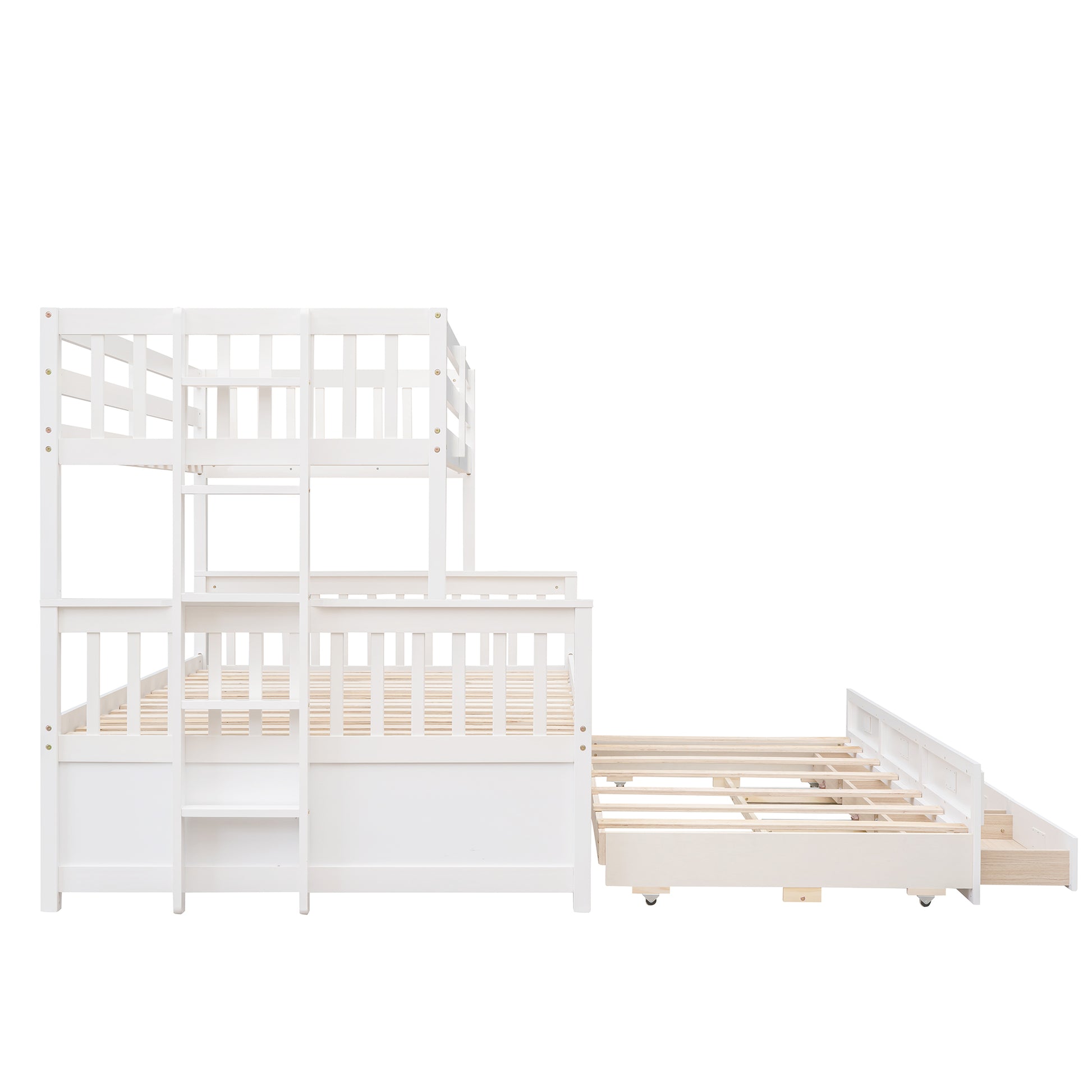 Twin Over Full Bunk Bed With Twin Size Trundleseparable Bunk Bed With Drawers For Bedroom White White Solid Wood