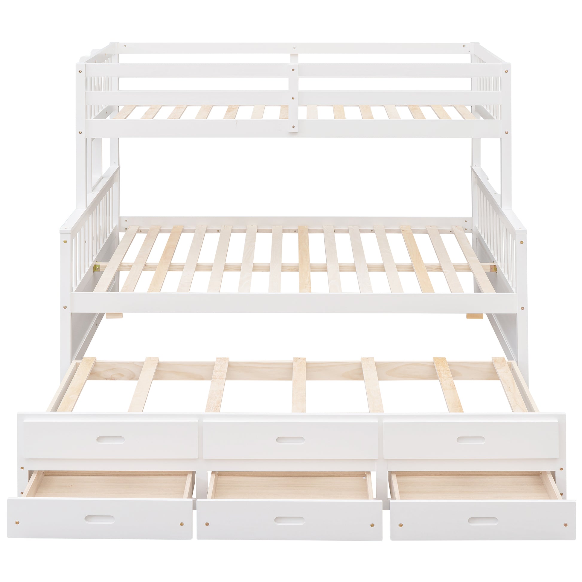 Twin Over Full Bunk Bed With Twin Size Trundleseparable Bunk Bed With Drawers For Bedroom White White Solid Wood