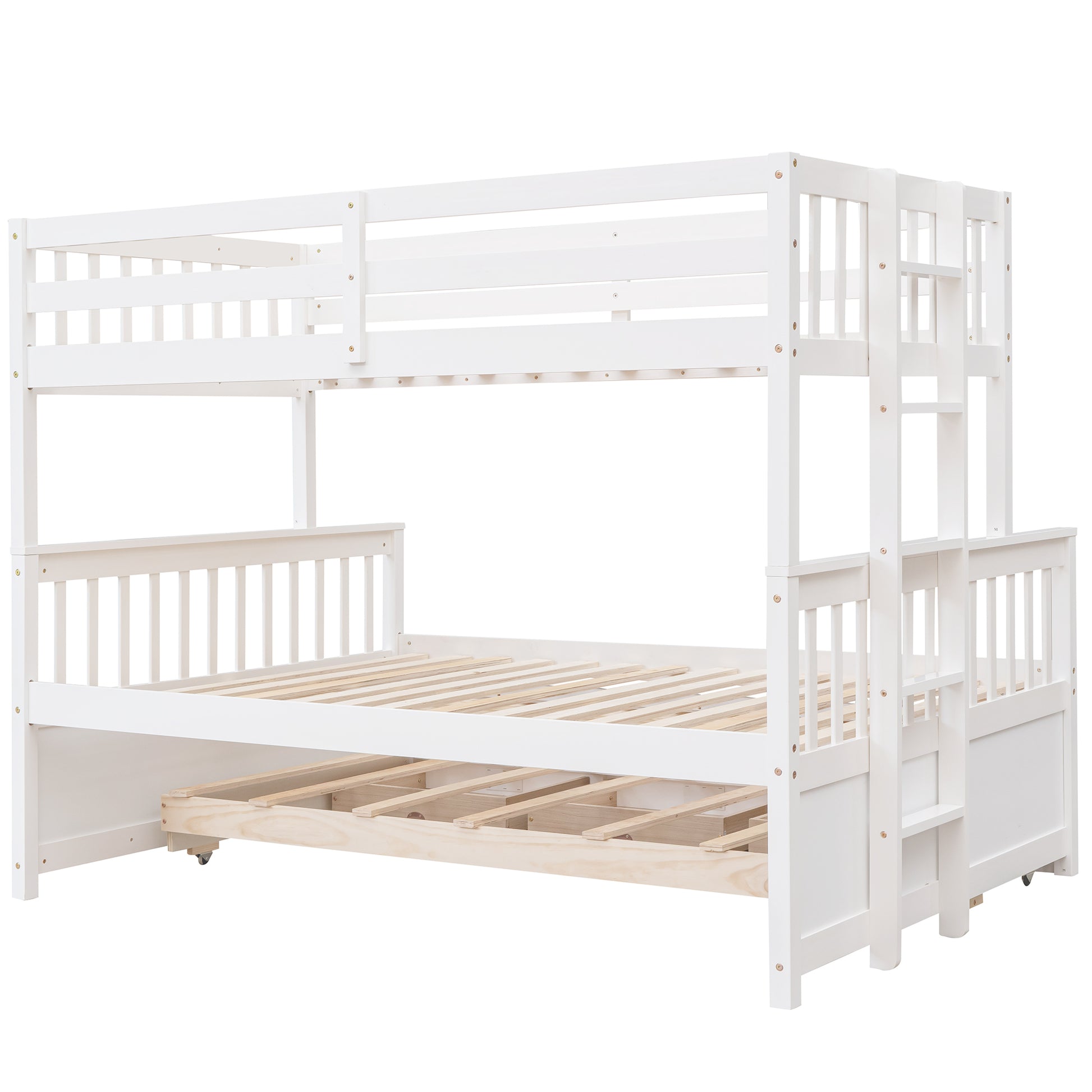 Twin Over Full Bunk Bed With Twin Size Trundleseparable Bunk Bed With Drawers For Bedroom White White Solid Wood
