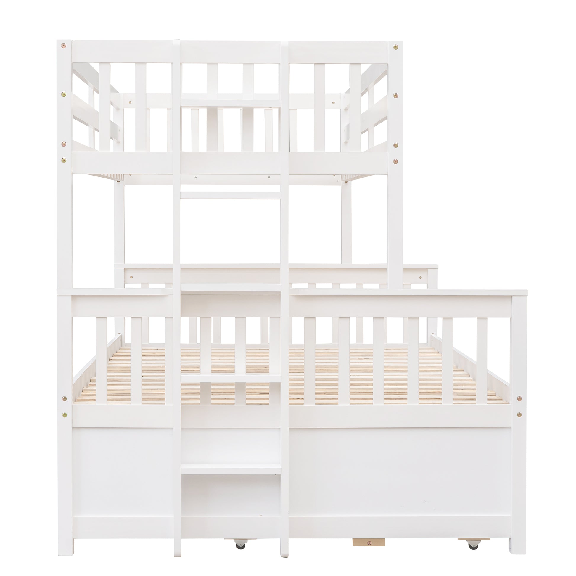 Twin Over Full Bunk Bed With Twin Size Trundleseparable Bunk Bed With Drawers For Bedroom White White Solid Wood