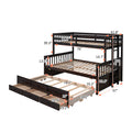 Twin Over Full Bunk Bed With Twin Size Trundleseparable Bunk Bed With Drawers For Bedroom Espresso Espresso Solid Wood