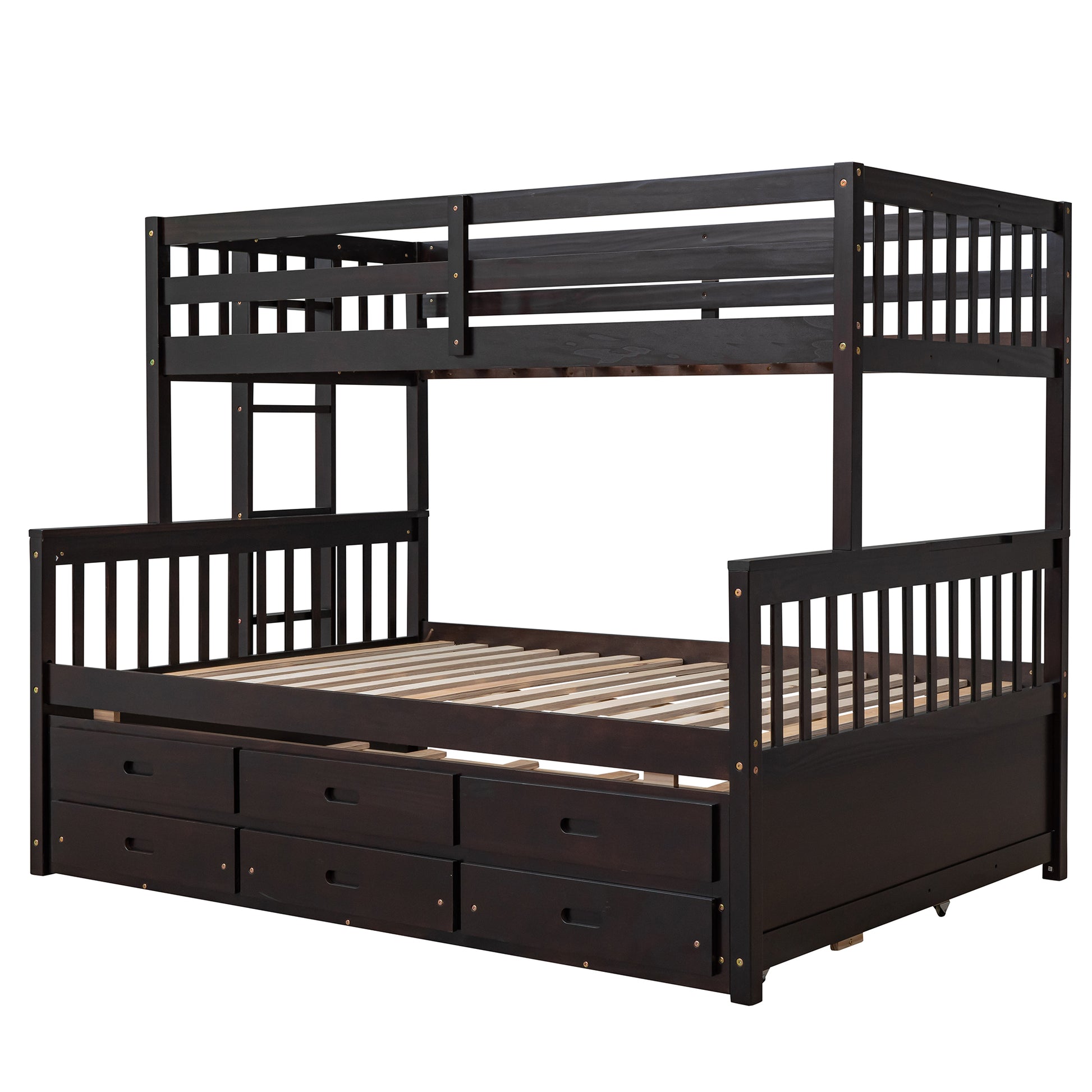 Twin Over Full Bunk Bed With Twin Size Trundleseparable Bunk Bed With Drawers For Bedroom Espresso Espresso Solid Wood