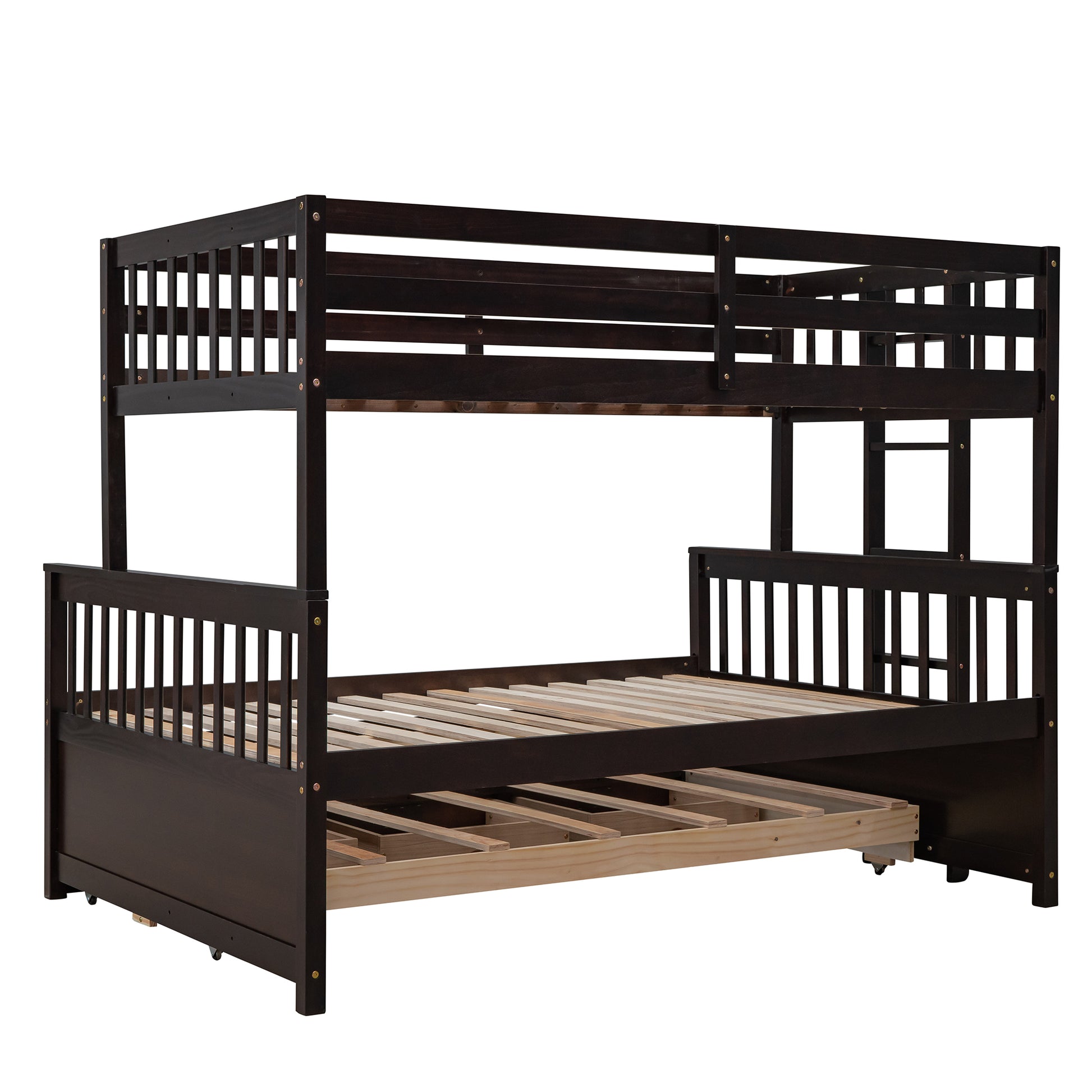 Twin Over Full Bunk Bed With Twin Size Trundleseparable Bunk Bed With Drawers For Bedroom Espresso Espresso Solid Wood