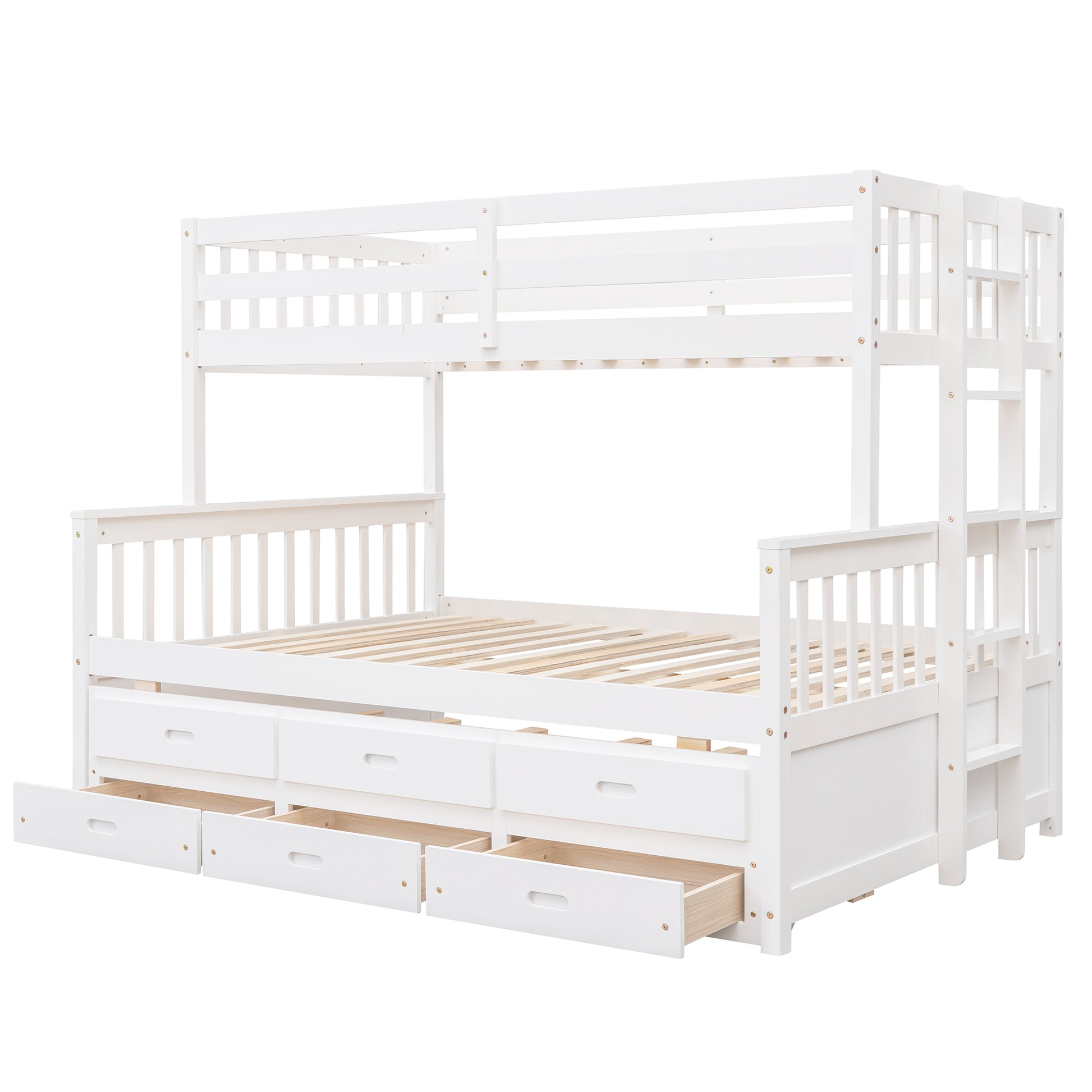 Twin Over Full Bunk Bed With Twin Size Trundleseparable Bunk Bed With Drawers For Bedroom White White Solid Wood