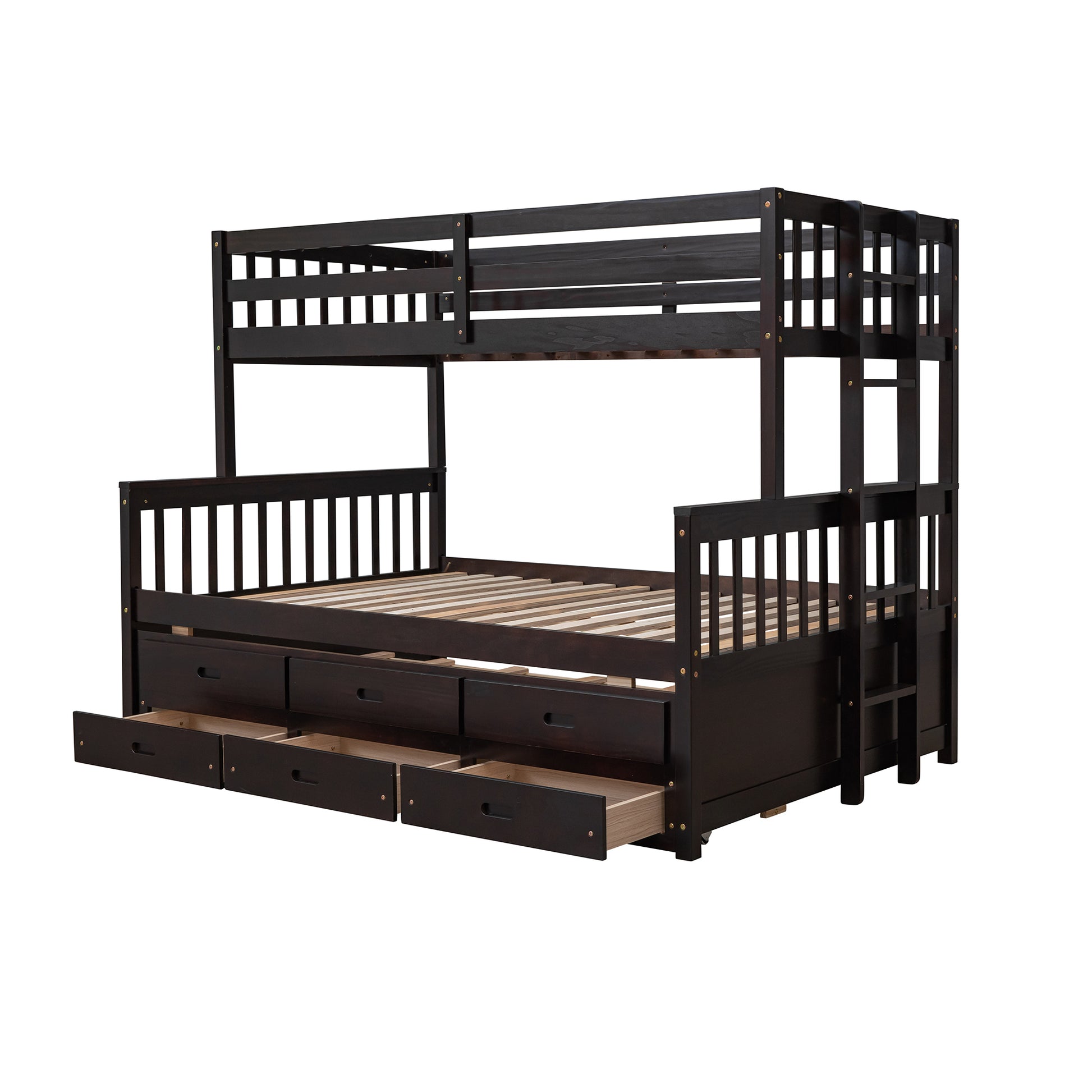 Twin Over Full Bunk Bed With Twin Size Trundleseparable Bunk Bed With Drawers For Bedroom Espresso Espresso Solid Wood