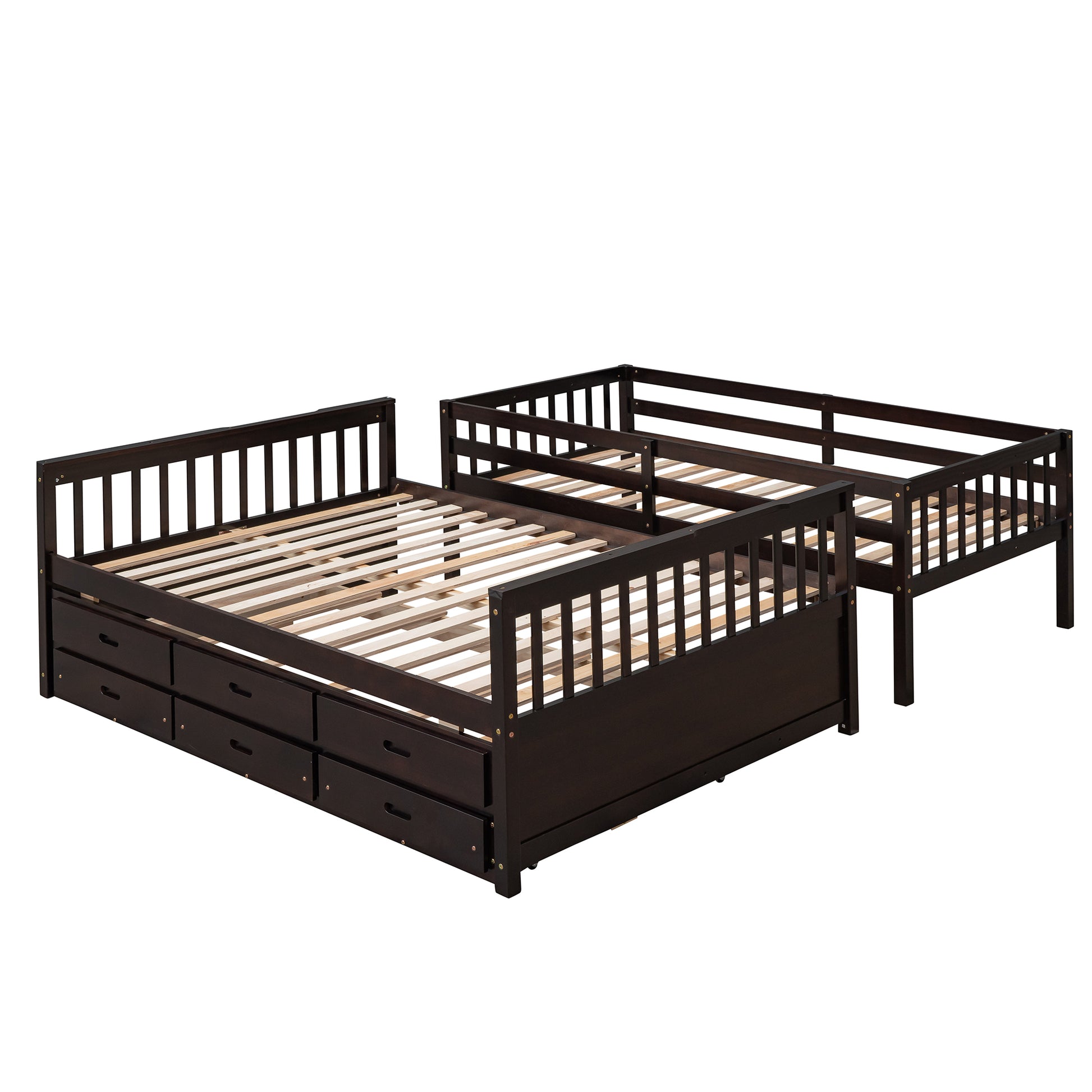 Twin Over Full Bunk Bed With Twin Size Trundleseparable Bunk Bed With Drawers For Bedroom Espresso Espresso Solid Wood