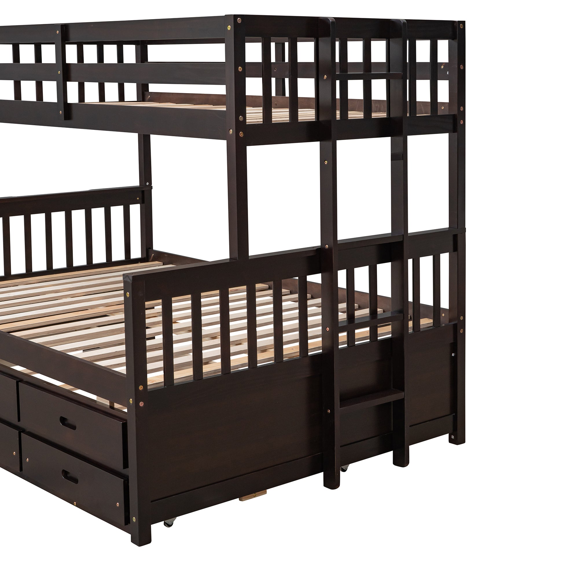 Twin Over Full Bunk Bed With Twin Size Trundleseparable Bunk Bed With Drawers For Bedroom Espresso Espresso Solid Wood