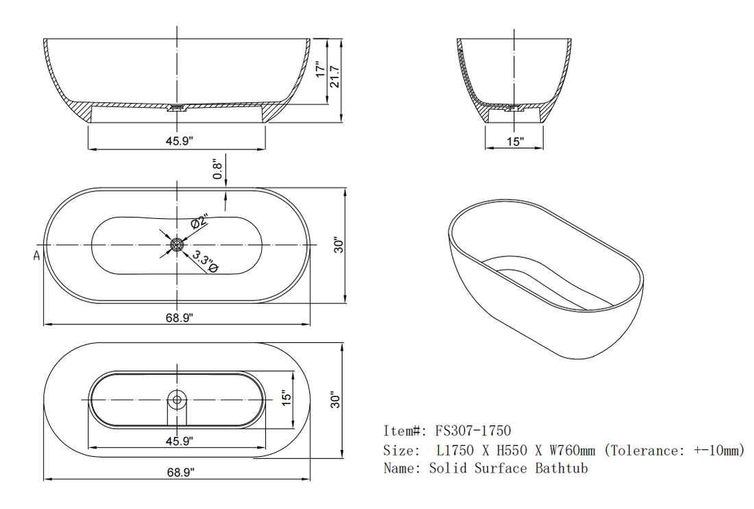 69 Inch Transparent Grey Solid Surface Bathtub For Bathroom Grey Oval Bathroom Oil Rubbed 61 69 In Soaking Center Solid Surface