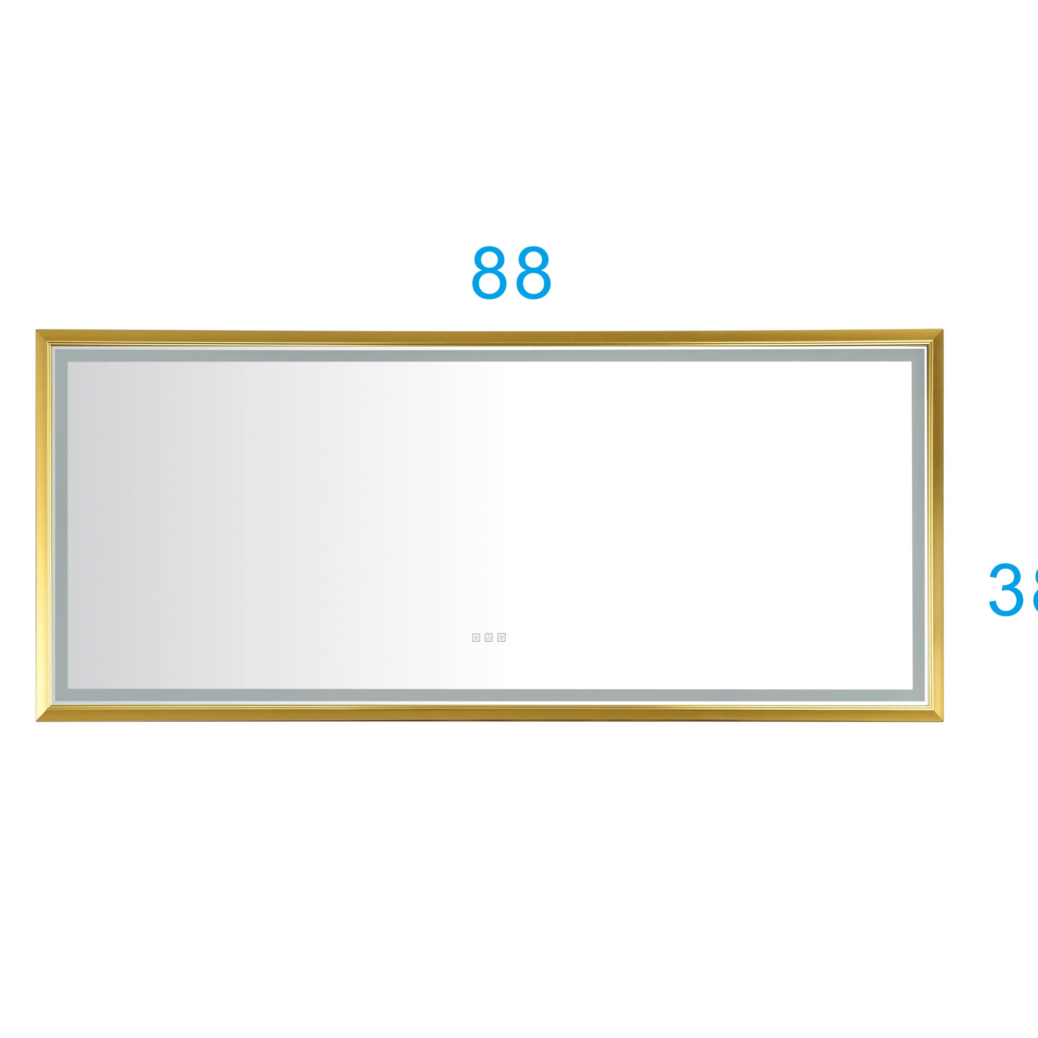 88 In. W X 38 In. H Oversized Rectangular Black Framed Led Mirror Anti Fog Dimmable Wall Mount Bathroom Vanity Mirror Hd Wall Mirror Kit For Gym And Dance Studio 38 X 88Inches With Safety Ba Gold Aluminium