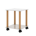 2 Piece White Oak Side Table2 Tier Space End Table ,Modern Night Stand, Sofa Table, Side Table With Storage Shelve White Glass