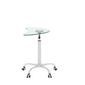 Adjustable Height Transparent Tempered Glass Table Desk Table With Lockable Wheels Adjustable Range 24.2 