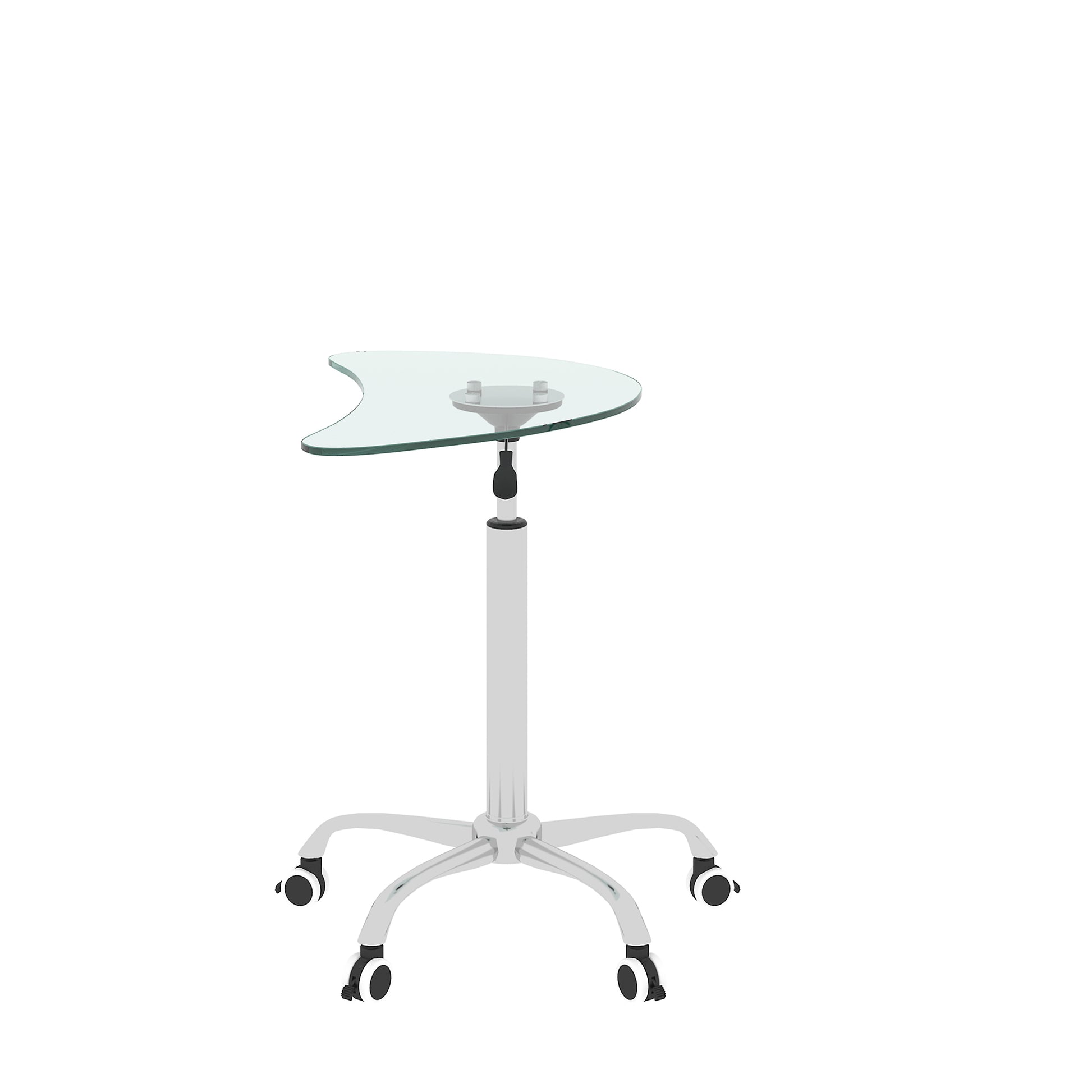 Adjustable Height Transparent Tempered Glass Table Desk Table With Lockable Wheels Adjustable Range 24.2 " 32.7 " Transparent Glass