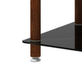 1 Piece Black Walnut Side Table2 Tier Space End Table ,Modern Night Stand, Sofa Table, Side Table With Storage Shelve Black Glass