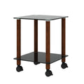 1 Piece Black Walnut Side Table2 Tier Space End Table ,Modern Night Stand, Sofa Table, Side Table With Storage Shelve Black Glass