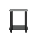 2 Piece Black Side Table2 Tier Space End Table ,Modern Night Stand, Sofa Table, Side Table With Storage Shelve Black Glass