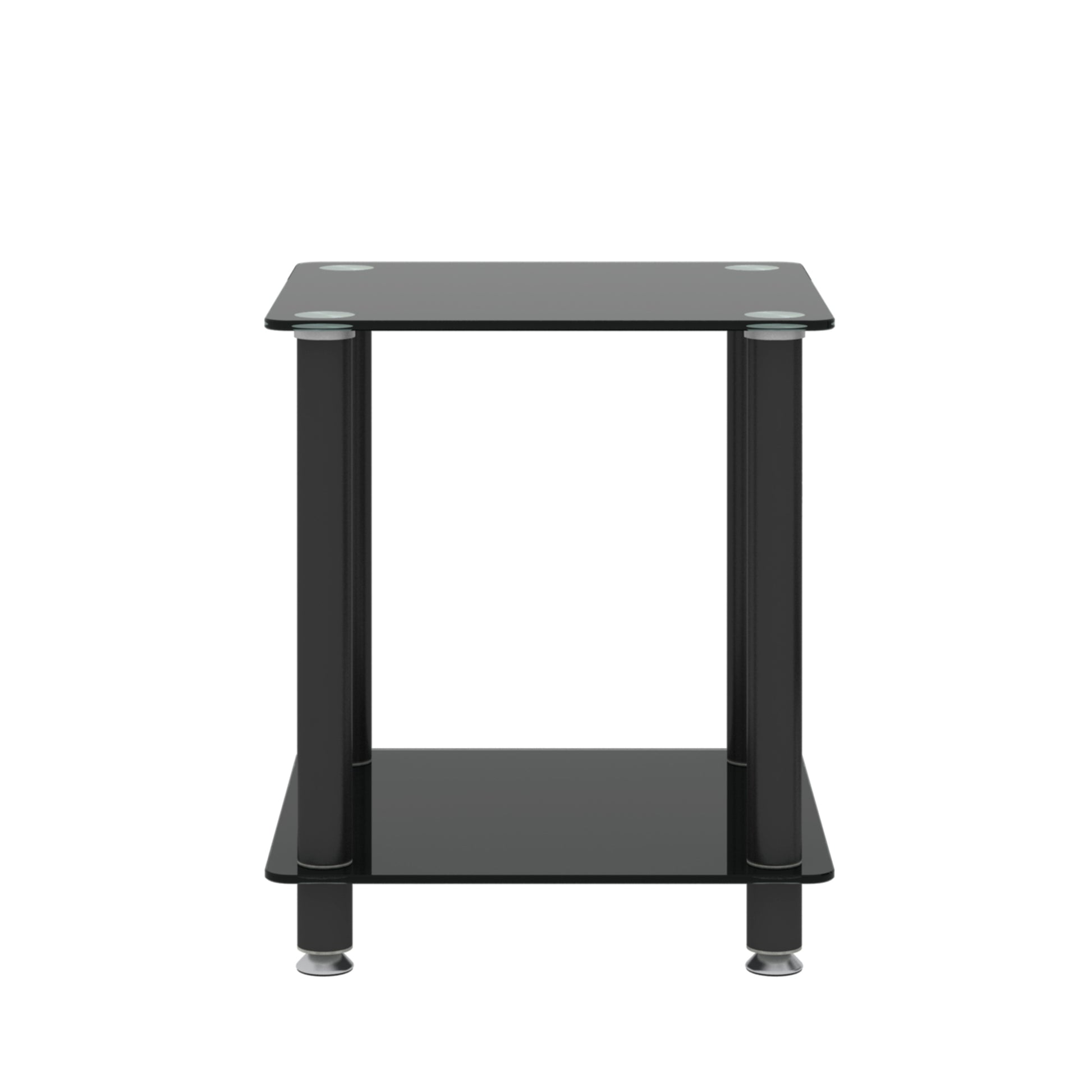 2 Piece Black Side Table2 Tier Space End Table ,Modern Night Stand, Sofa Table, Side Table With Storage Shelve Black Glass