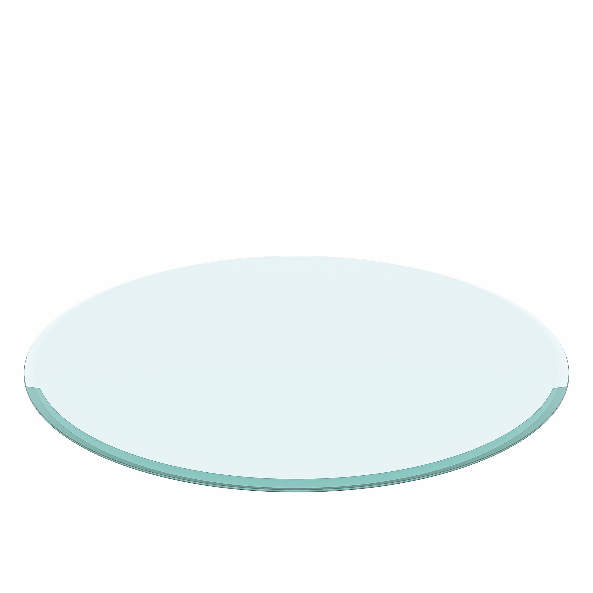 30" Inch Round Tempered Glass Table Top Clear Glass 2 5 Inch Thick Beveled Polished Edge Transparent Tempered Glass