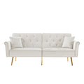 Beige Velvet Tufted Sofa Couch With 2 Pillows And Trim Beige Foam Velvet 2 Seat