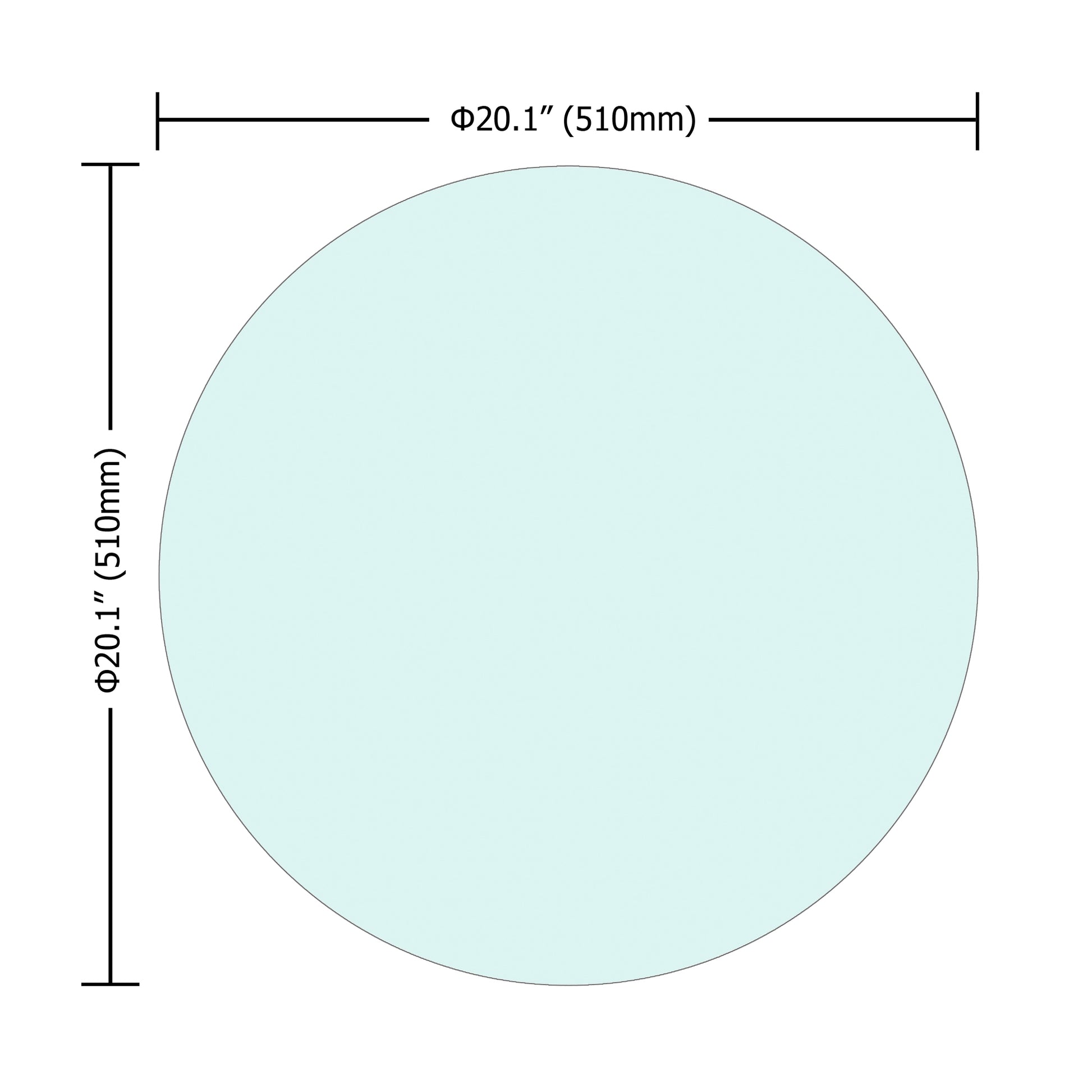 20" Inch Round Tempered Glass Table Top Clear Glass 1 4" Inch Thick Round Polished Edge Transparent Glass