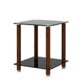 1 Piece Black Walnut Side Table2 Tier Space End Table ,Modern Night Stand, Sofa Table, Side Table With Storage Shelve Black Glass