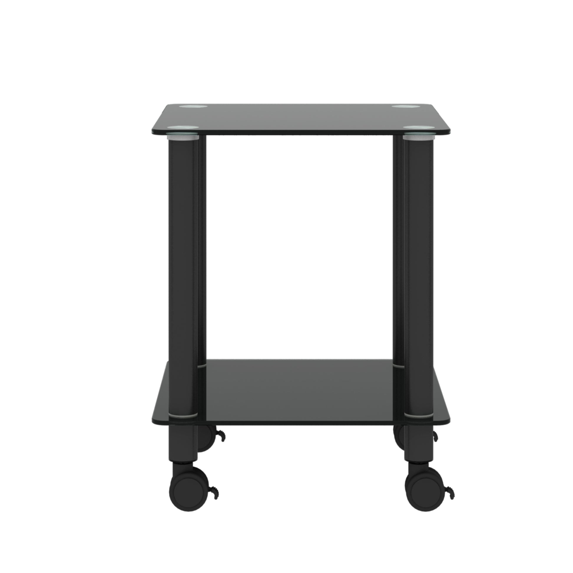 2 Piece Black Side Table2 Tier Space End Table ,Modern Night Stand, Sofa Table, Side Table With Storage Shelve Black Glass