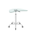 Adjustable Height Transparent Tempered Glass Table Desk Table With Lockable Wheels Adjustable Range 24.2 