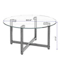Round Transparent Glass Black Leg Coffee Table, Clear Coffee Table Modern Side Center Tables For Living Room Living Room Furniture Transparent Glass
