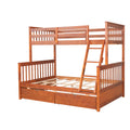 Twin Over Full Bunk Bed With Ladders And Two Storage Drawers Walnut Old Sku:Lt000165Aad Twin Walnut Solid Wood