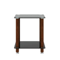 1 Piece Black Walnut Side Table2 Tier Space End Table ,Modern Night Stand, Sofa Table, Side Table With Storage Shelve Black Glass