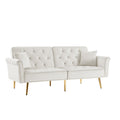 Beige Velvet Tufted Sofa Couch With 2 Pillows And Trim Beige Foam Velvet 2 Seat
