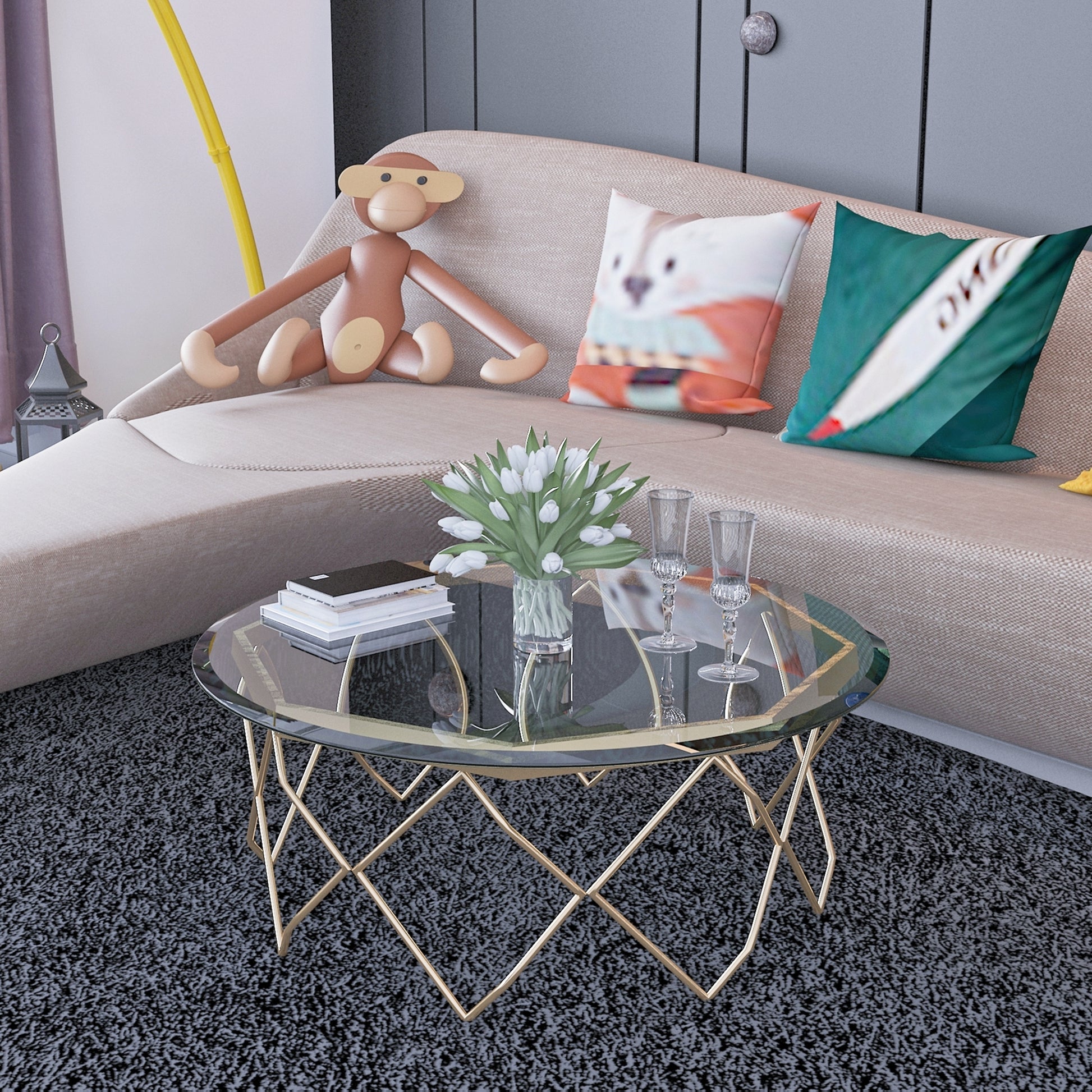 36" Inch Round Tempered Glass Table Top Clear Glass 1 2" Inch Thick Beveled Polished Edge Transparent Glass