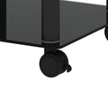 2 Piece Black Side Table2 Tier Space End Table ,Modern Night Stand, Sofa Table, Side Table With Storage Shelve Black Glass