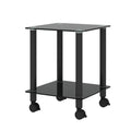2 Piece Black Side Table2 Tier Space End Table ,Modern Night Stand, Sofa Table, Side Table With Storage Shelve Black Glass