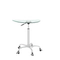 Adjustable Height Transparent Tempered Glass Table Desk Table With Lockable Wheels Adjustable Range 24.2 