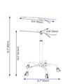 Adjustable Height Transparent Tempered Glass Table Desk Table With Lockable Wheels Adjustable Range 24.2 